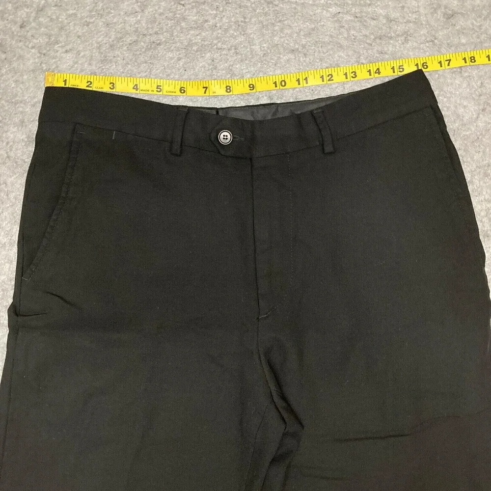 ZARA Dress Pants Mens 34 Black Wool Blend Flat Front Lined Slacks Trousers Corp
